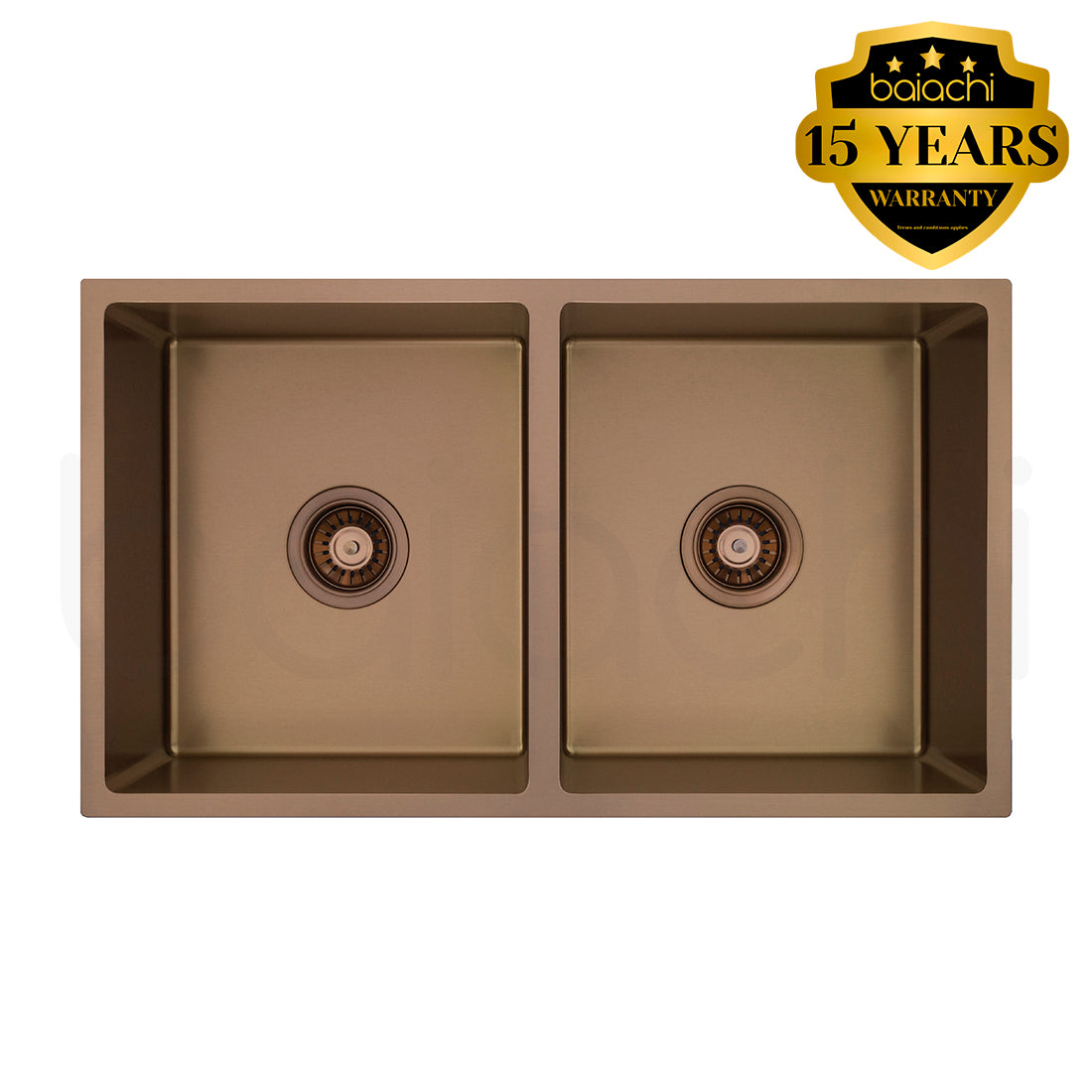 Baiachi 770x450 Handmade Kitchen and Laundry Stainless Steel Sink Double Bowl Top Undermount Brushed Copper