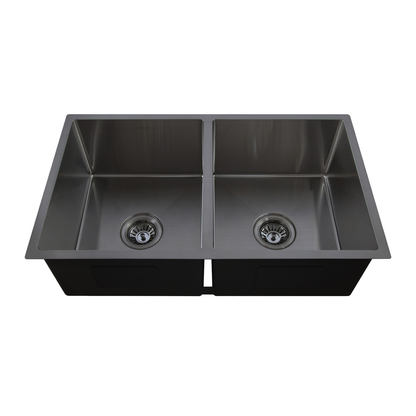Baiachi 770x450 Handmade Kitchen and Laundry Stainless Steel Sink Double Bowl Top Undermount Gun Metal