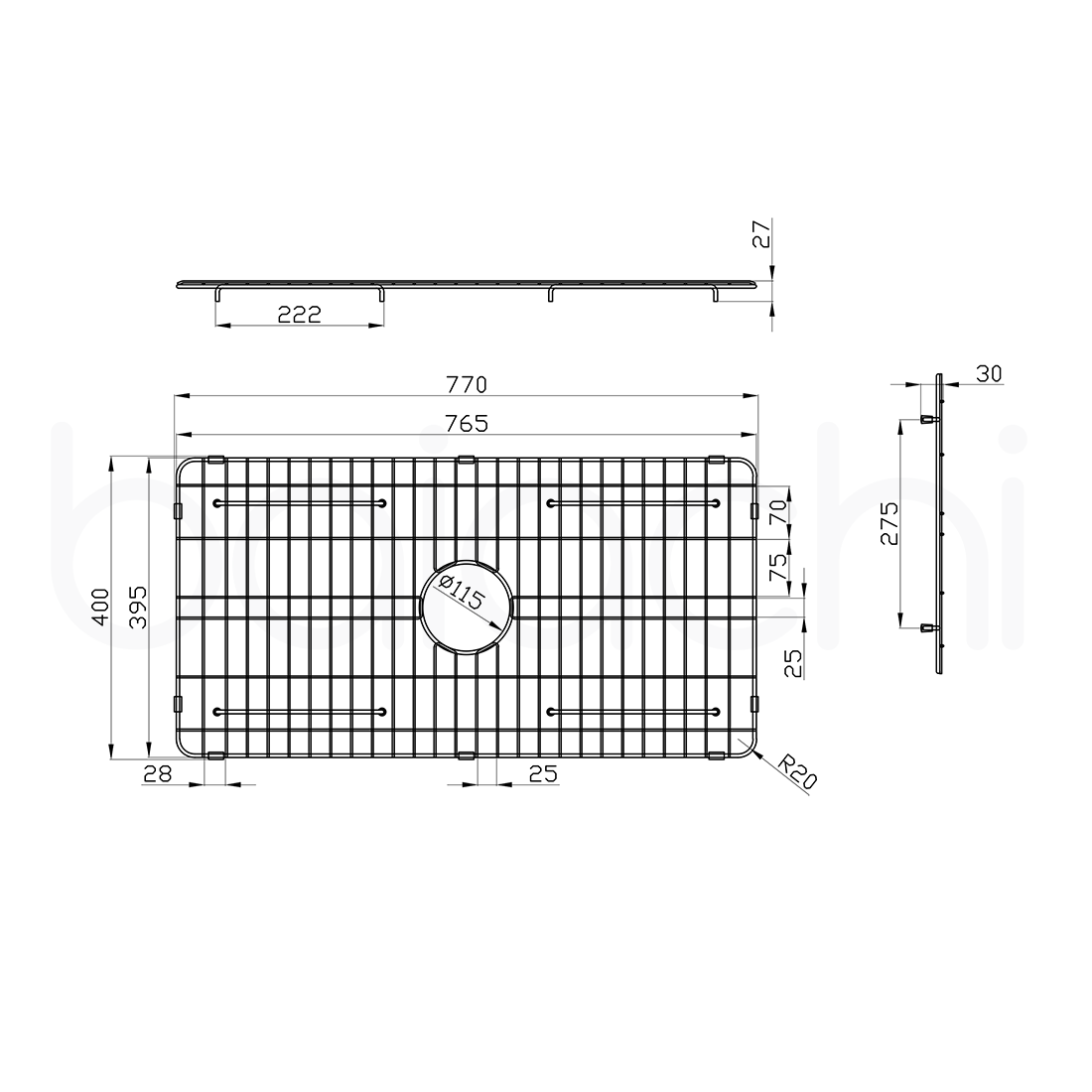 Baiachi Kitchen Sink Grid Brushed Copper