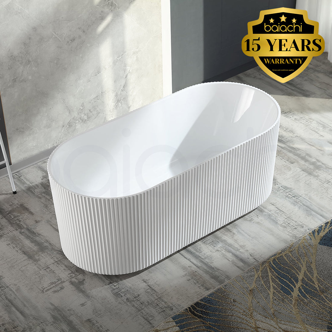 Baiachi Florence 1500 Fluted Oval Freestanding Bath MK2