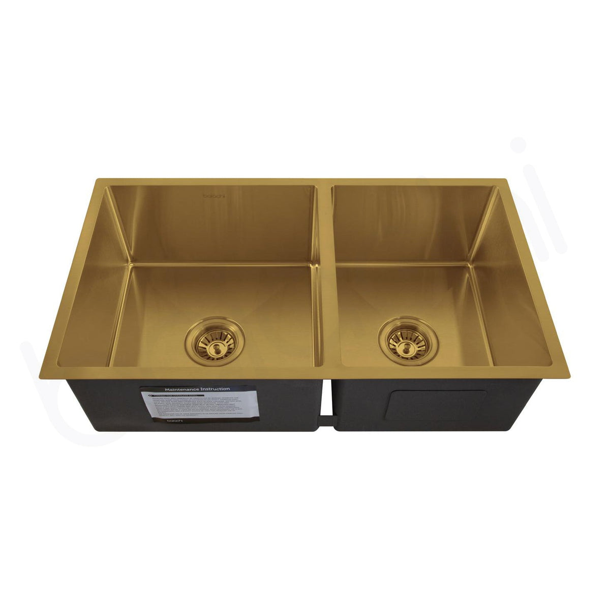 Baiachi 790x450 Handmade Kitchen and Laundry Stainless Steel Sink Double Bowl Top Undermount Brushed Gold