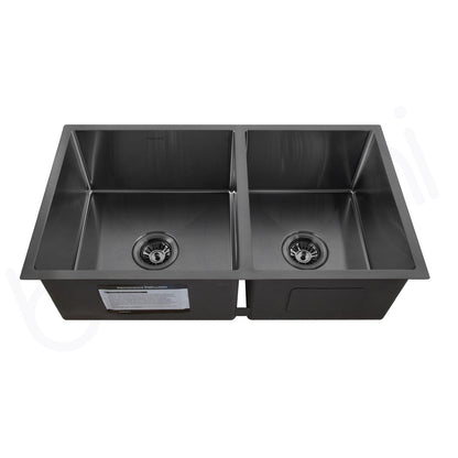 Baiachi 790x450 Handmade Kitchen and Laundry Stainless Steel Sink Double Bowl Top Undermount Gun Metal