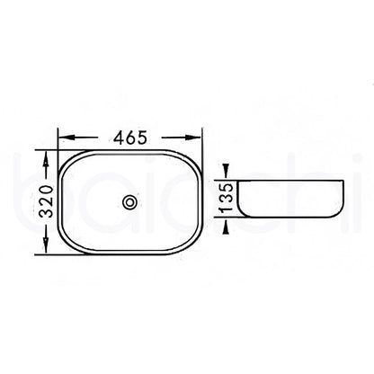 Baiachi 465x320mm Ceramic Above Counter Basin White