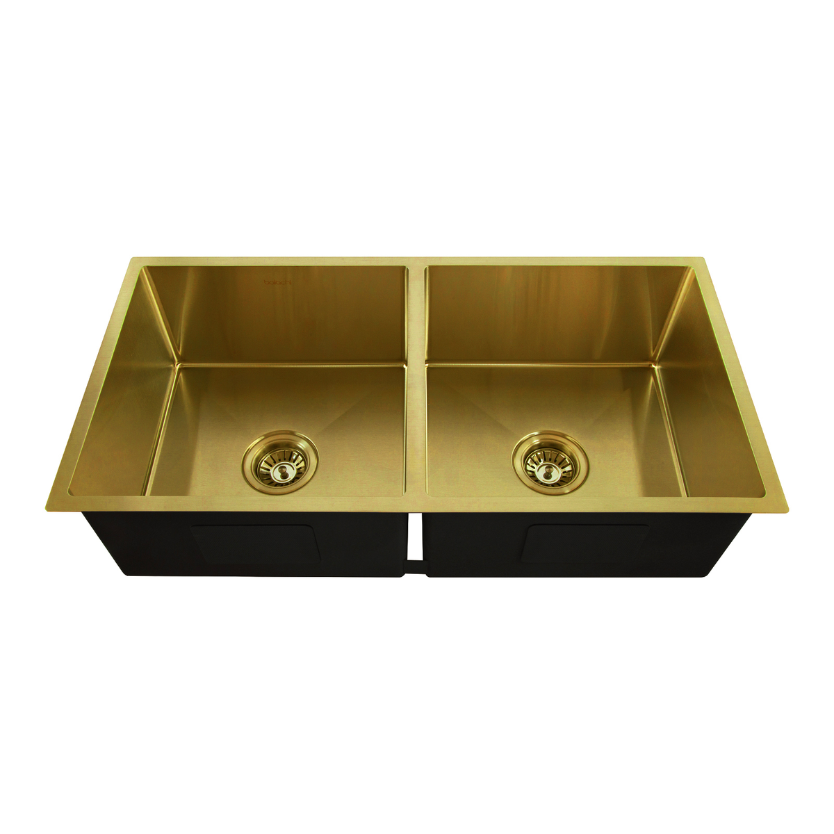 Baiachi 870x450 Handmade Kitchen and Laundry Stainless Steel Sink Double Bowl Top Undermount Brushed Gold