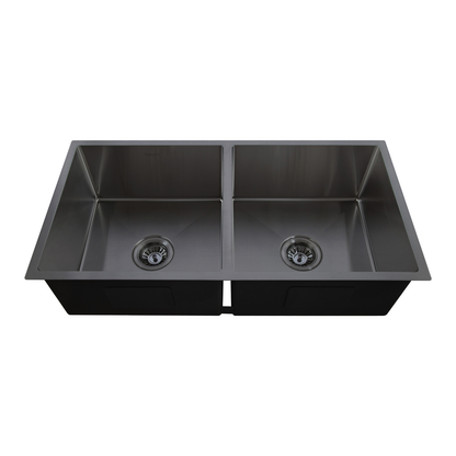 Baiachi 870x450 Handmade Kitchen and Laundry Stainless Steel Sink Double Bowl Top Undermount Gun Metal