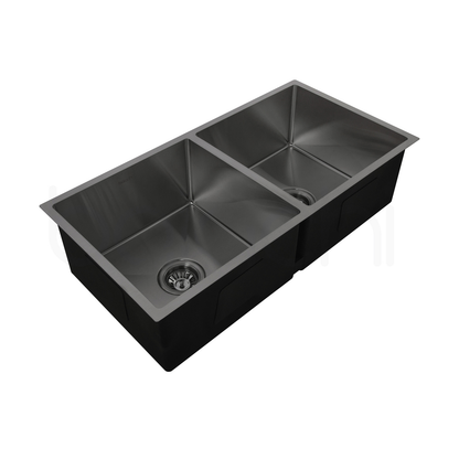 Baiachi 870x450 Handmade Kitchen and Laundry Stainless Steel Sink Double Bowl Top Undermount Gun Metal