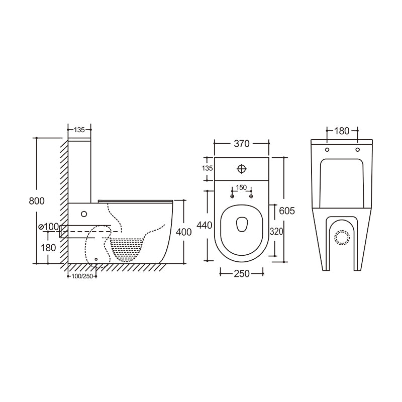 Baiachi Vortex Rimless Tornado Toilet Suite BTW1