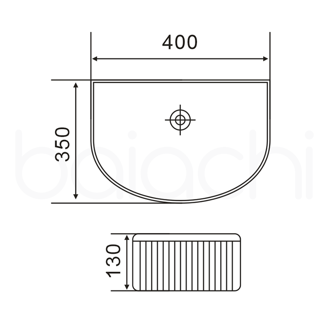 Baiachi 400x350mm Ceramic Above Counter Fluted Basin White