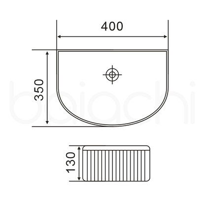 Baiachi 400x350mm Ceramic Above Counter Fluted Basin White