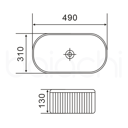 Baiachi 490x310mm Ceramic Above Counter Fluted Basin Calacatta Borghini