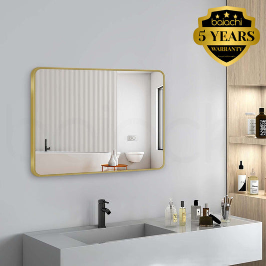 Baiachi Eden Rectangle 900mmx750mm Frame Mirror Brushed Gold