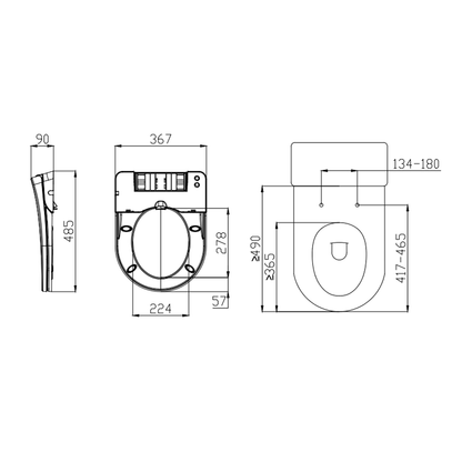 Non-Electric Bidet Toilet Seat Right Entry