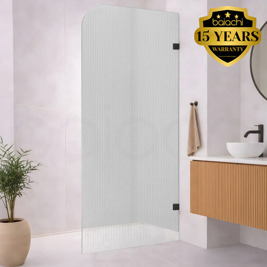 Baiachi 1000mm Curved Fluted Glass Fixed Panel Shower Screen Antique Bronze Left