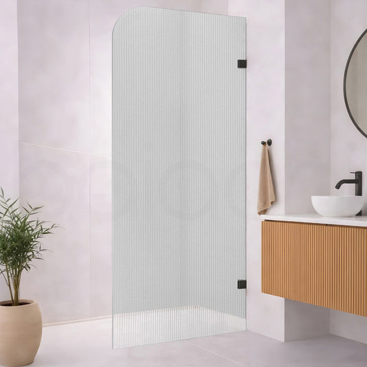 Baiachi 1000mm Curved Fluted Glass Fixed Panel Shower Screen Antique Brass