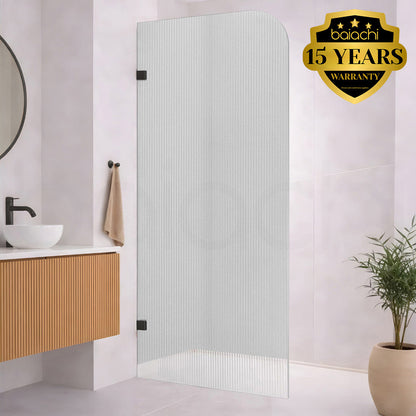 Baiachi 800mm Curved Fluted Glass Fixed Panel Shower Screen Antique Bronze Right
