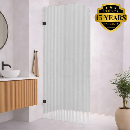 Baiachi 800mm Curved Fluted Glass Fixed Panel Shower Screen Antique Bronze Right