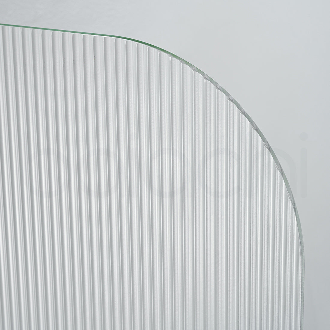 Baiachi 1000mm Curved Fluted Glass Fixed Panel Shower Screen Brushed Nickel Right