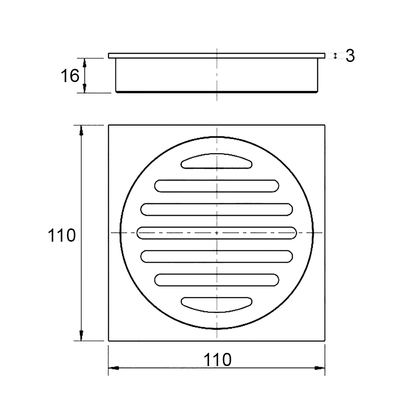 Baiachi 110X110mm Bathroom Shower 100mm Floor Waste Drain Antique Brass