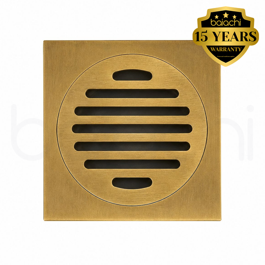 Baiachi 110X110mm Bathroom Shower 100mm Floor Waste Drain Polished Natural Brass