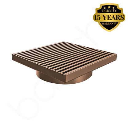 Baiachi 115mm Square Heelguard Floor Waste Brushed Copper