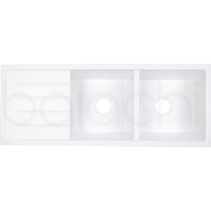 Baiachi Double Bowl and Drainer Granite Kitchen Sink White