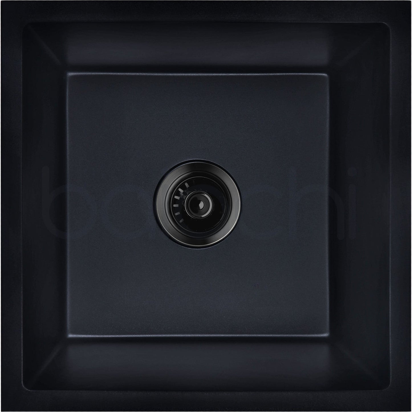 Baiachi 450 x 450 Single Bowl Granite Kitchen Sink Black with Black Waste