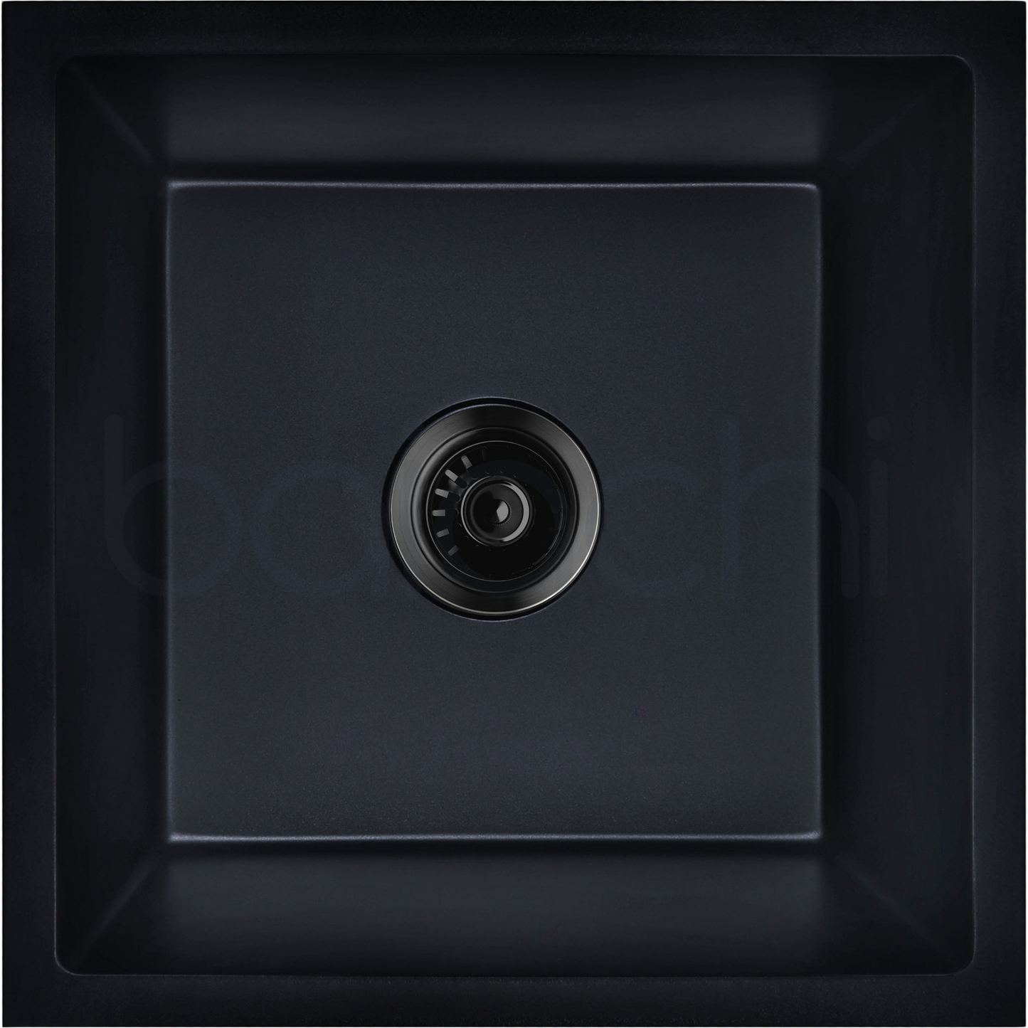 Baiachi 450 x 450 Single Bowl Granite Kitchen Sink Black with Gun metal Waste