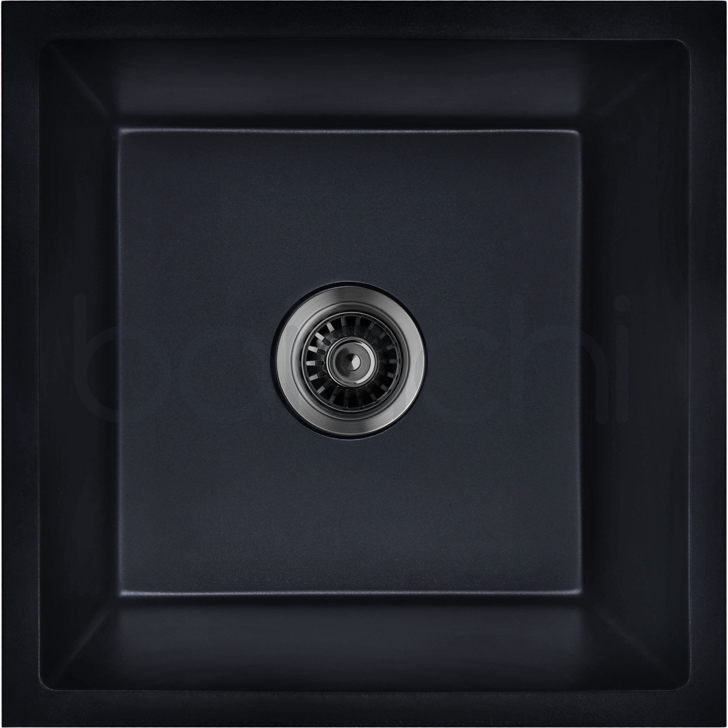 Baiachi 450 x 450 Single Bowl Granite Kitchen Sink Black With Stainless Steel Waste