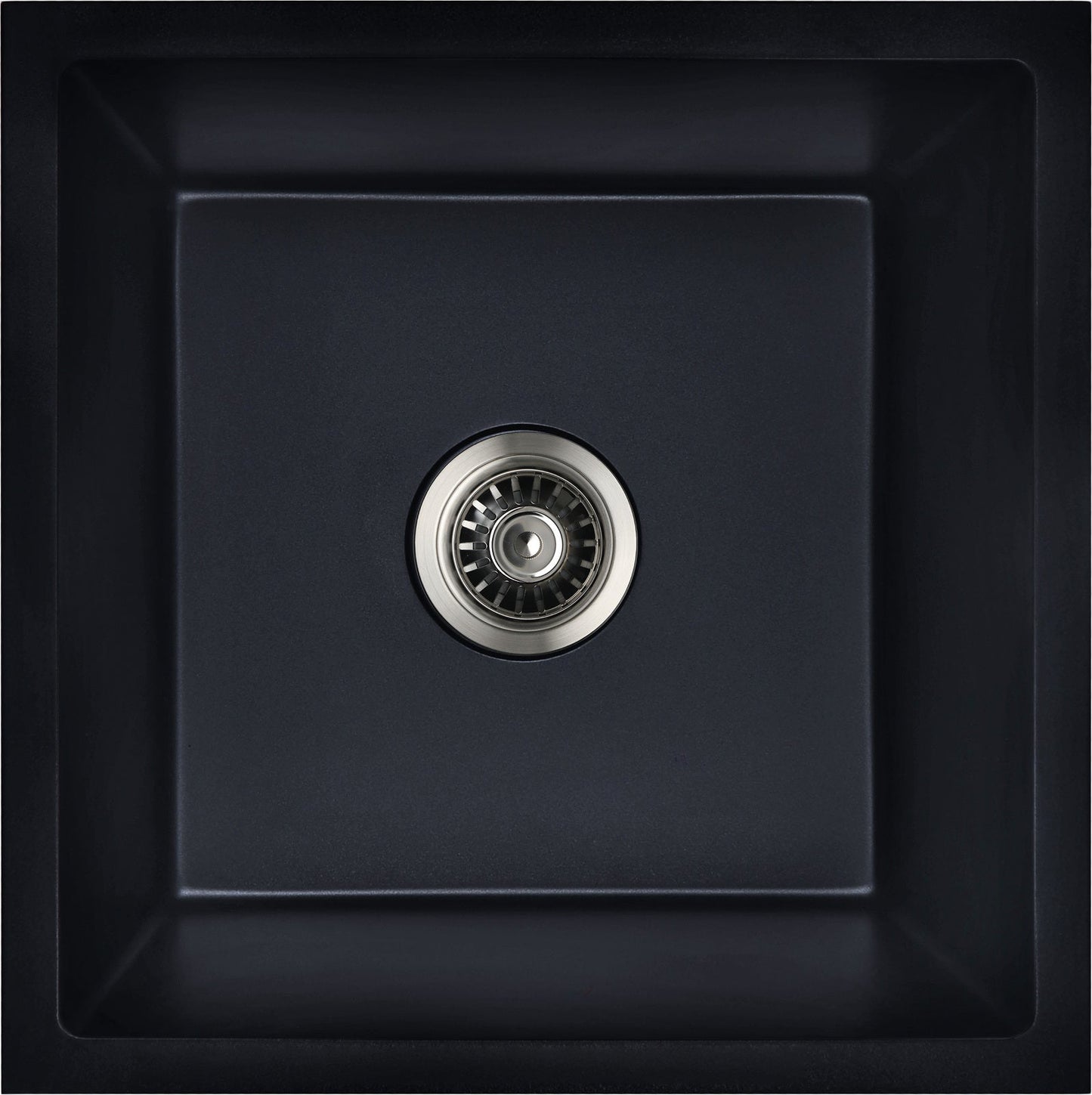 Baiachi 450 x 450 Single Bowl Granite Kitchen Sink Black With Stainless Steel Waste