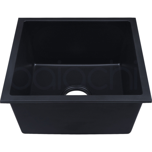 Baiachi 450 x 450 Single Bowl Granite Kitchen Sink Black