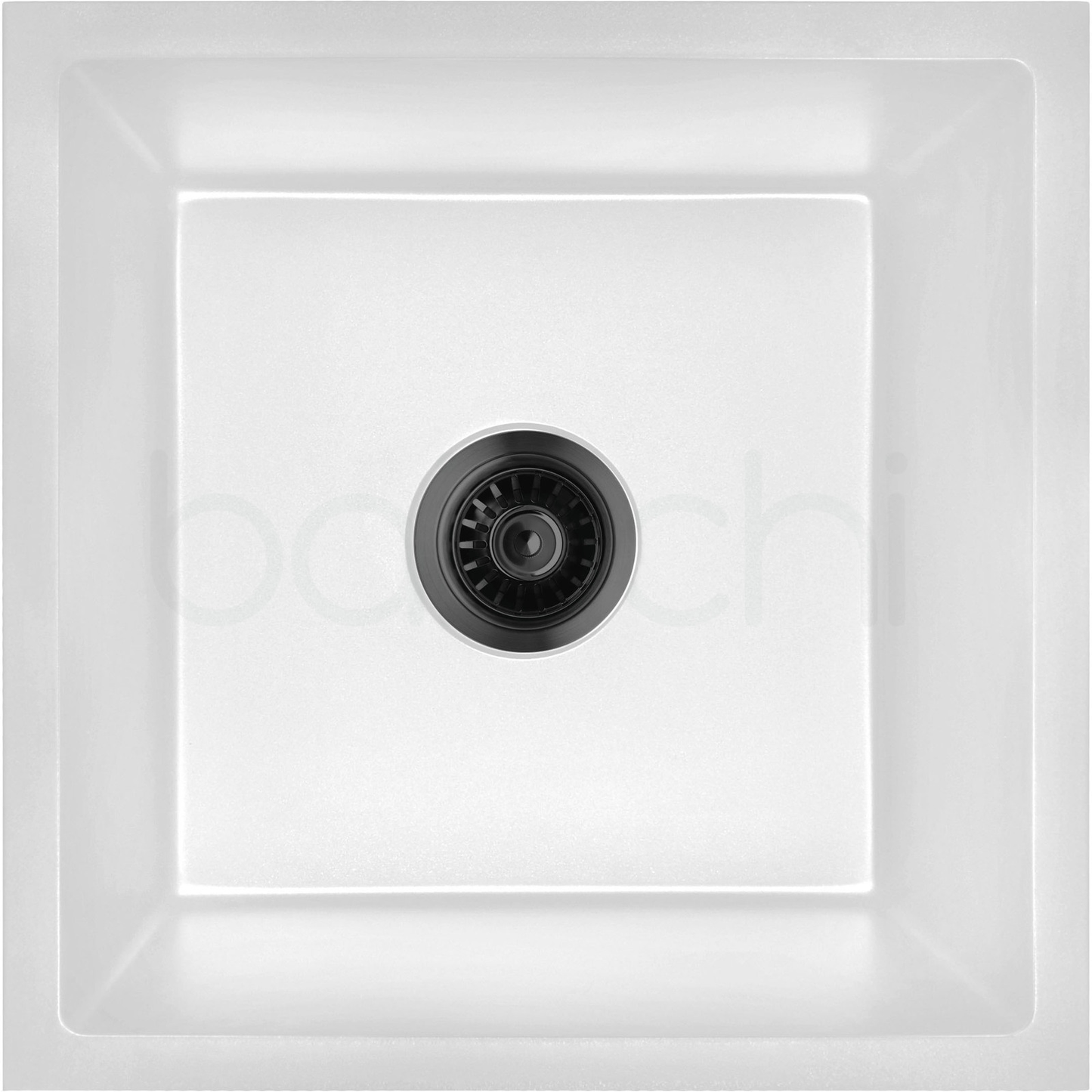 Baiachi 450 x 450 Single Bowl Granite Kitchen Sink White with Stainless Steel Waste