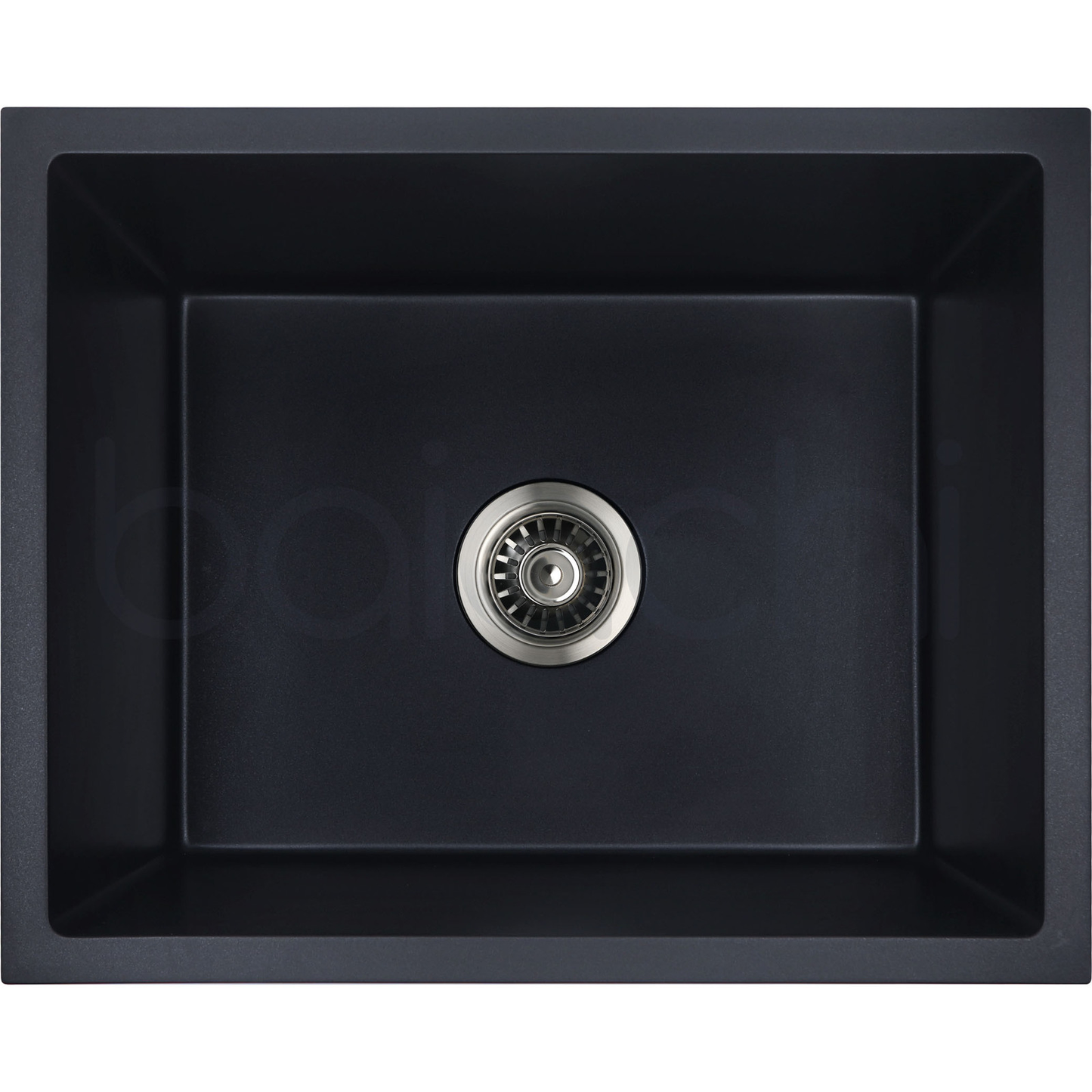Baiachi 550 x 450 Single Bowl Granite Kitchen Sink Black with Black Waste