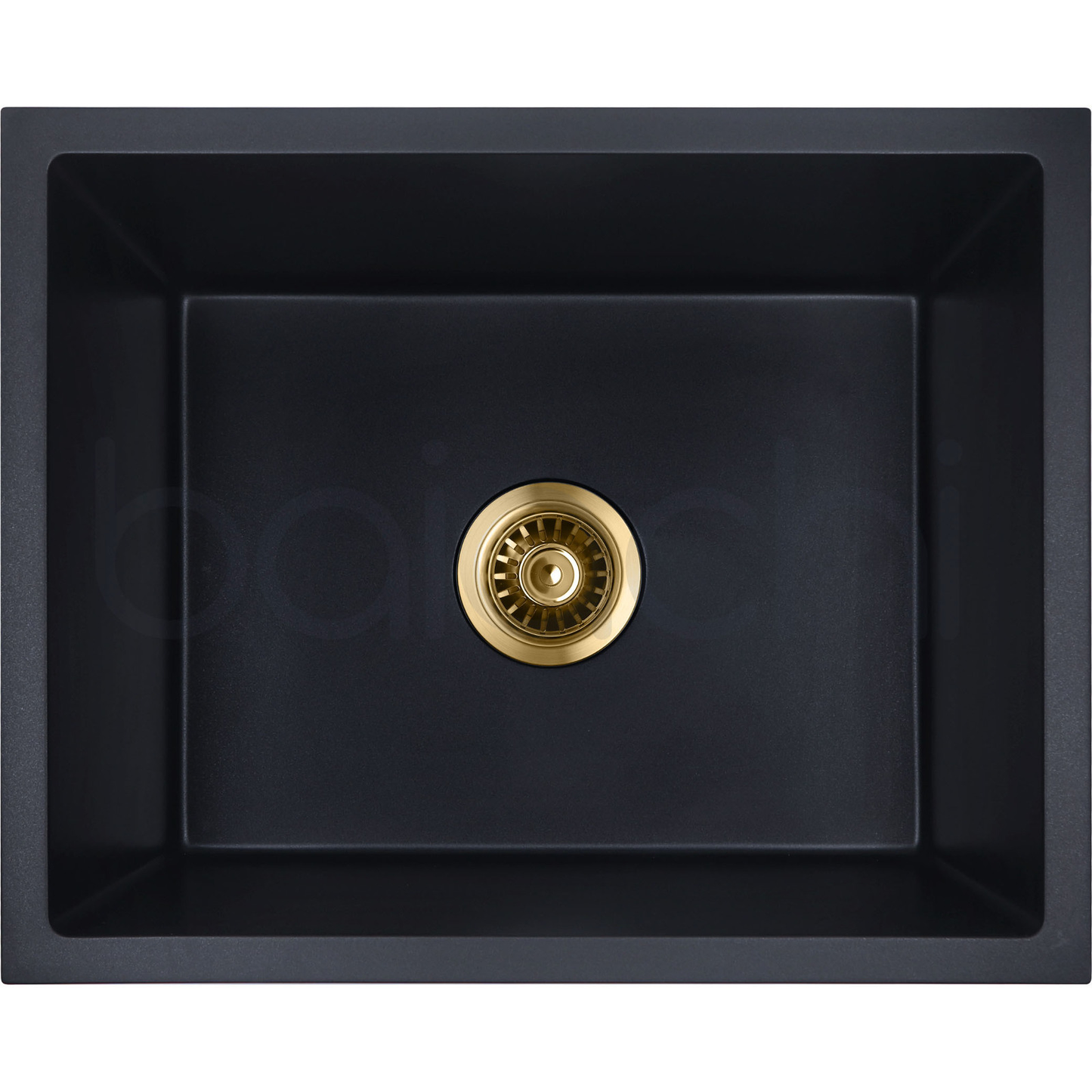 Baiachi 550 x 450 Single Bowl Granite Kitchen Sink Black with Gun metal Waste