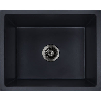 Baiachi 550 x 450 Single Bowl Granite Kitchen Sink Black with Gun metal Waste