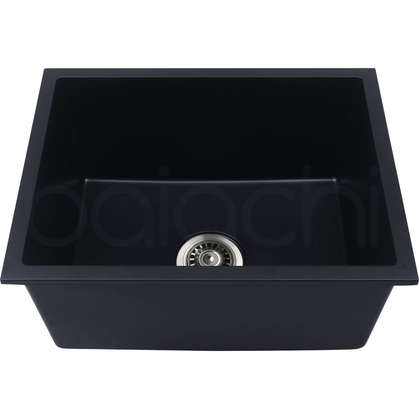 Baiachi 550 x 450 Single Bowl Granite Kitchen Sink Black with Antique Bronze Waste
