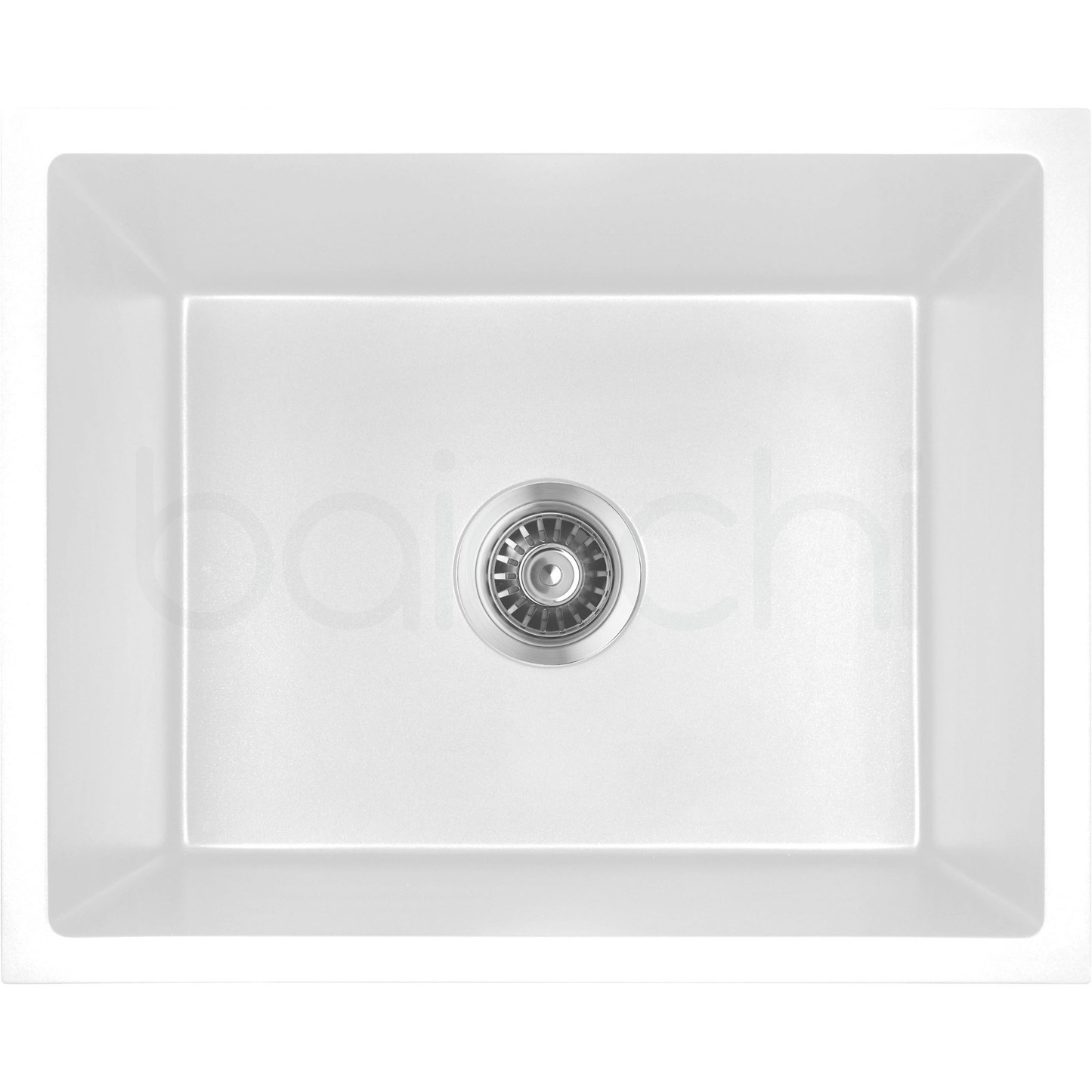 Baiachi 550 x 450 Single Bowl Granite Kitchen Sink White with Brushed Gold Waste