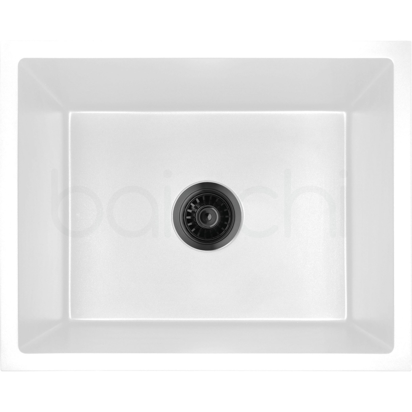 Baiachi 550 x 450 Single Bowl Granite Kitchen Sink White with Black Waste