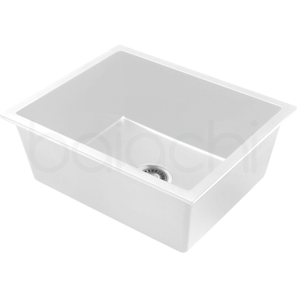Baiachi 550 x 450 Single Bowl Granite Kitchen Sink White with Black Waste