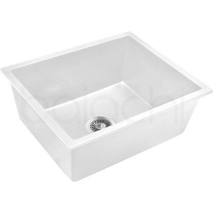 Baiachi 550 x 450 Single Bowl Granite Kitchen Sink White with Antique Bronze Waste