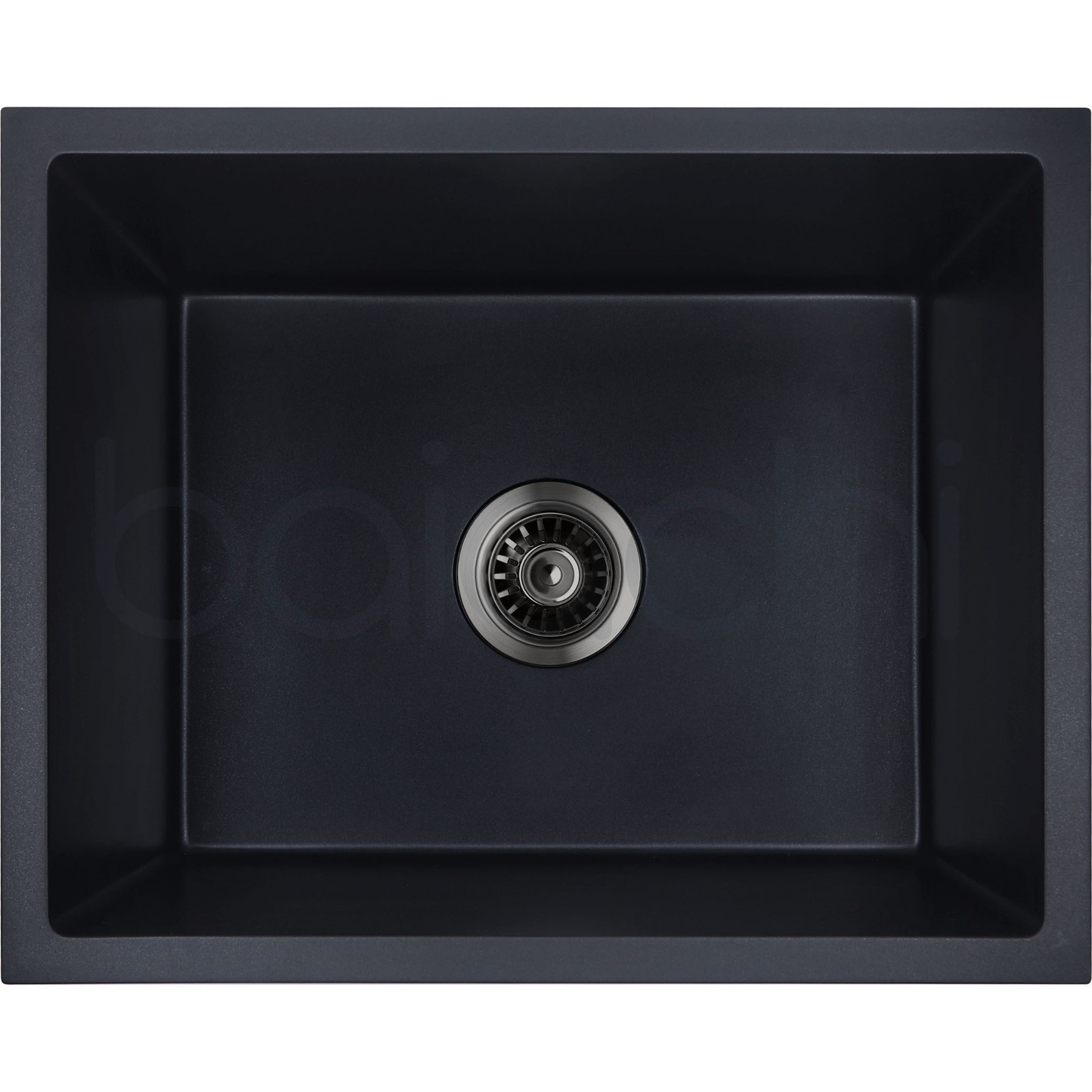Baiachi 650 x 450 Single Bowl Granite Kitchen Sink Black with Black Waste