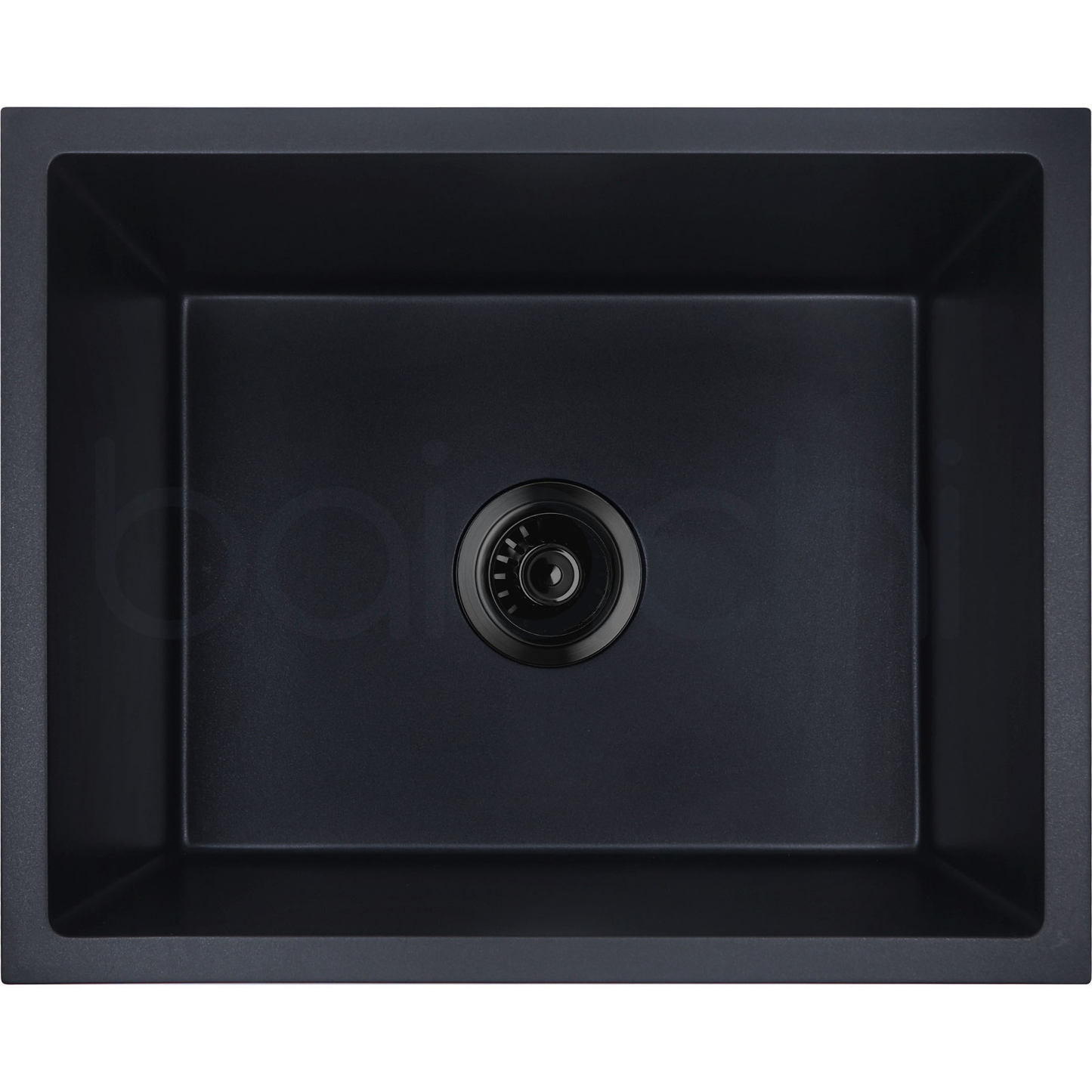 Baiachi 650 x 450 Single Bowl Granite Kitchen Sink Black with Stainless Steel Waste