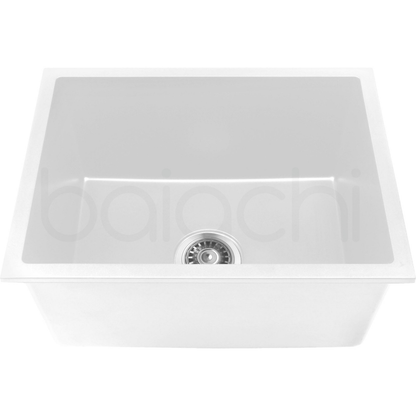 Baiachi 650 x 450 Single Bowl Granite Kitchen Sink White with Black Waste