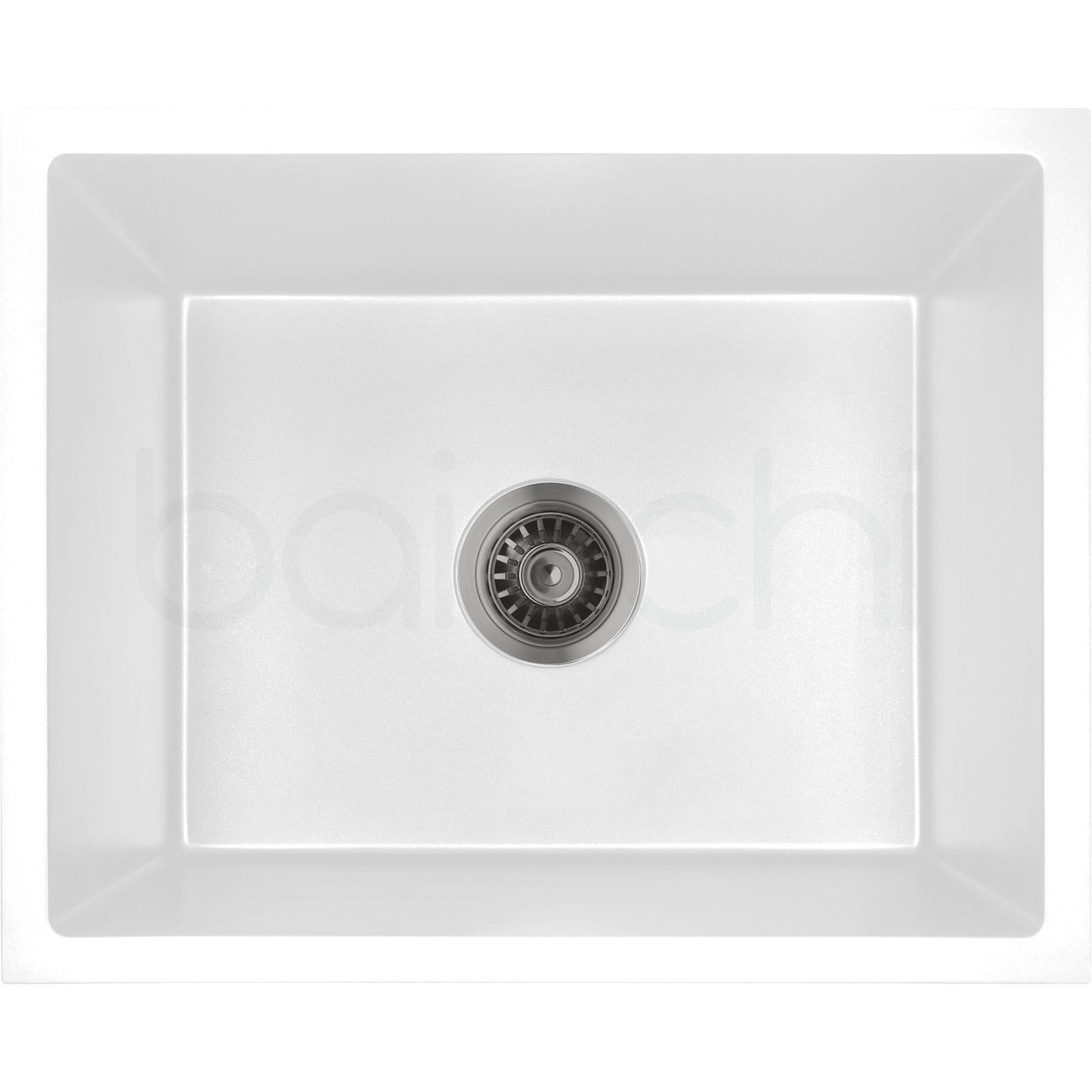 Baiachi 650 x 450 Single Bowl Granite Kitchen Sink White with Gun metal Waste