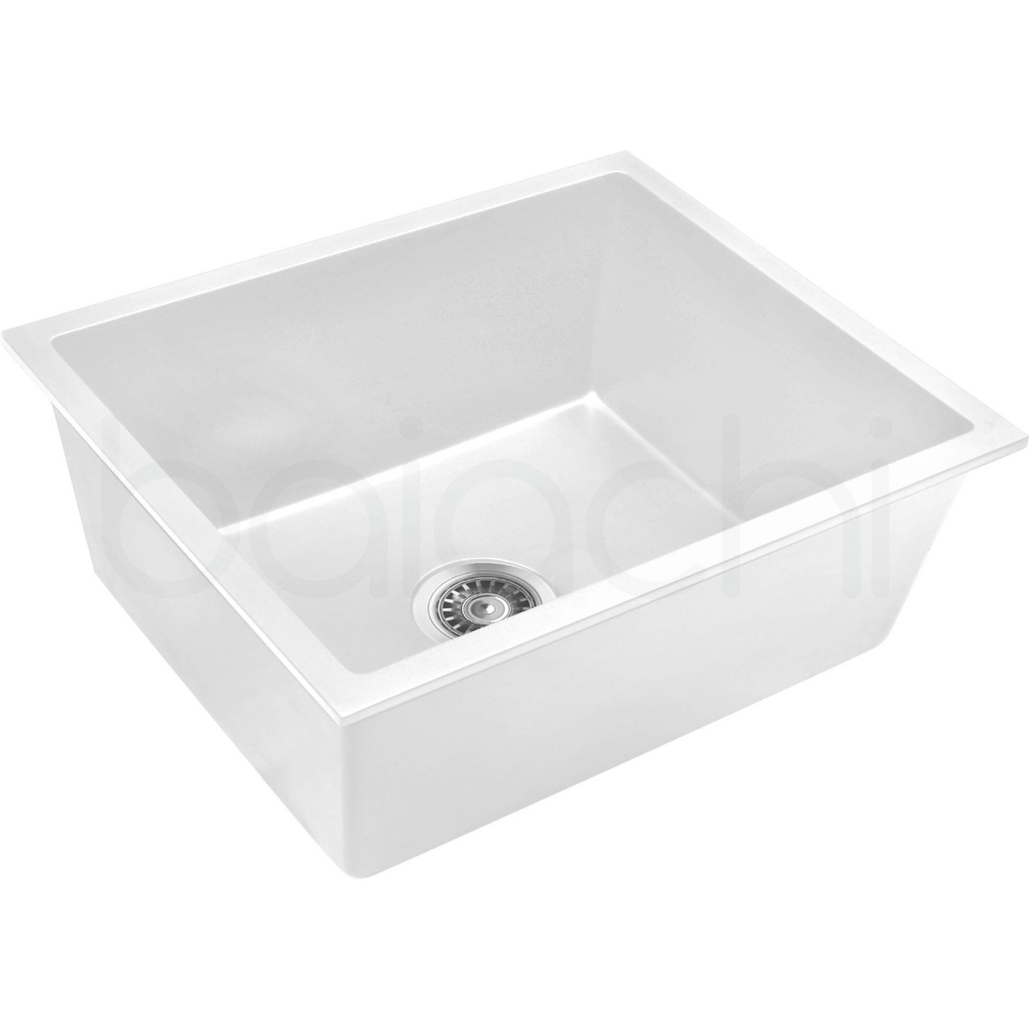 Baiachi 650 x 450 Single Bowl Granite Kitchen Sink White with Brushed Copper Waste