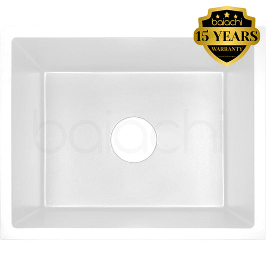 Baiachi 650 x 450 Single Bowl Granite Kitchen Sink White