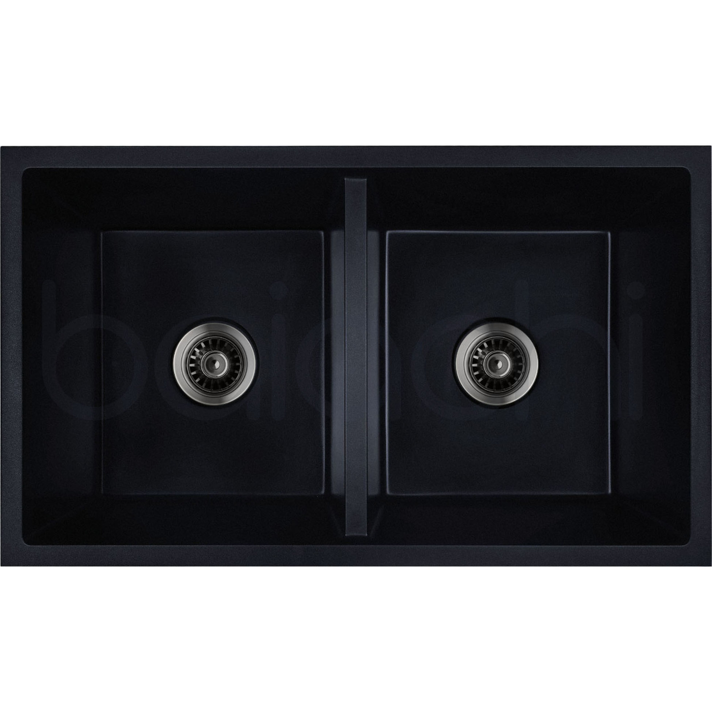 Baiachi 770 x 450 Double Bowl Granite Kitchen Sink Black with Black Waste