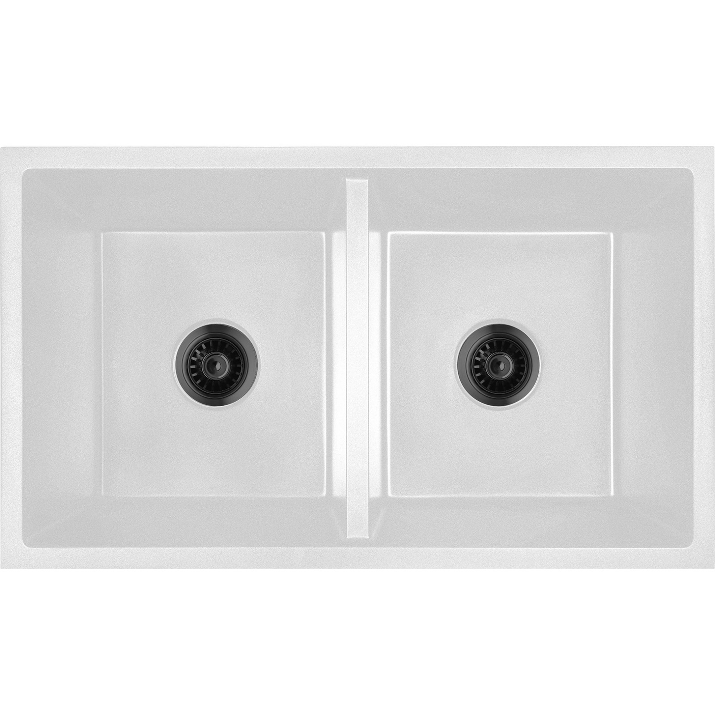Baiachi 770 x 450 Double Bowl Granite Kitchen Sink White with Brushed Gold Waste
