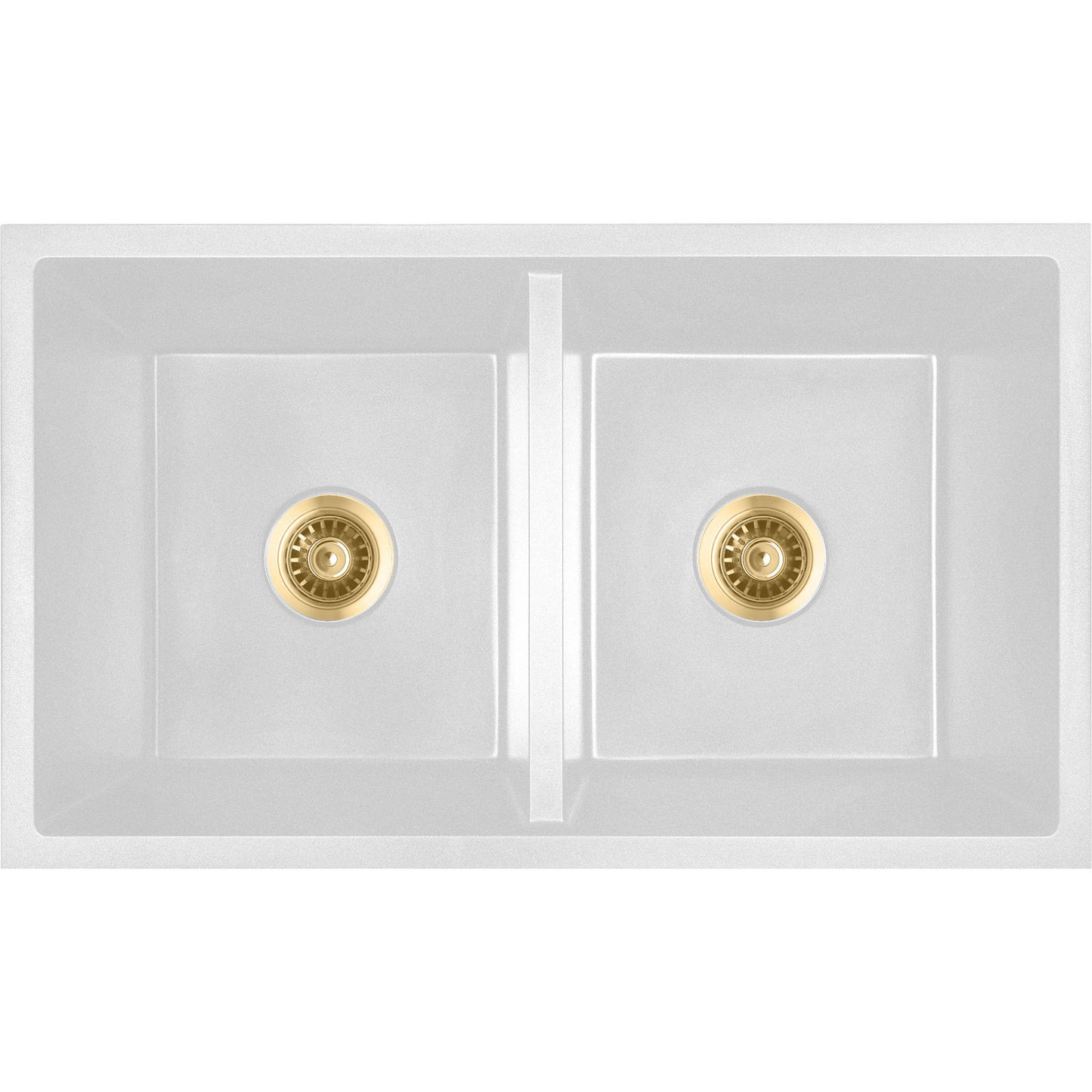Baiachi 770 x 450 Double Bowl Granite Kitchen Sink White with Gun metal Waste
