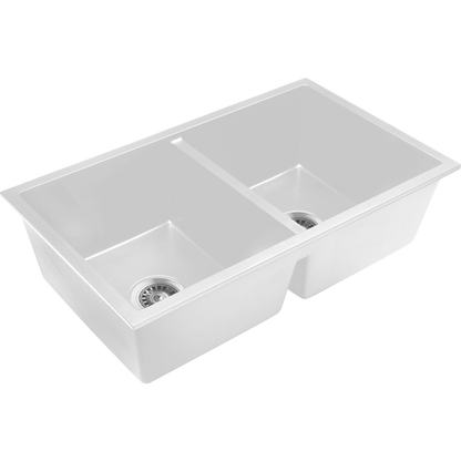 Baiachi Double Bowl Granite Kitchen Sink White