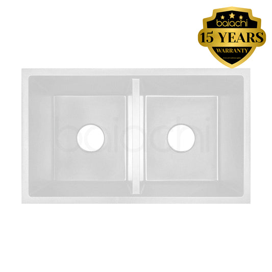Baiachi Double Bowl Granite Kitchen Sink White